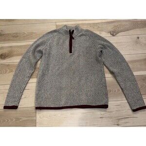 ALPS Classic 1/4‎ Zip Sweater Mens Large Outdoor Classic Travel Beige Maroon